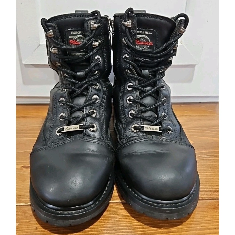 Men's Milwaukee Leather #MB408 Black Lace-Up Boots Motorcycle Work Size 9D‎